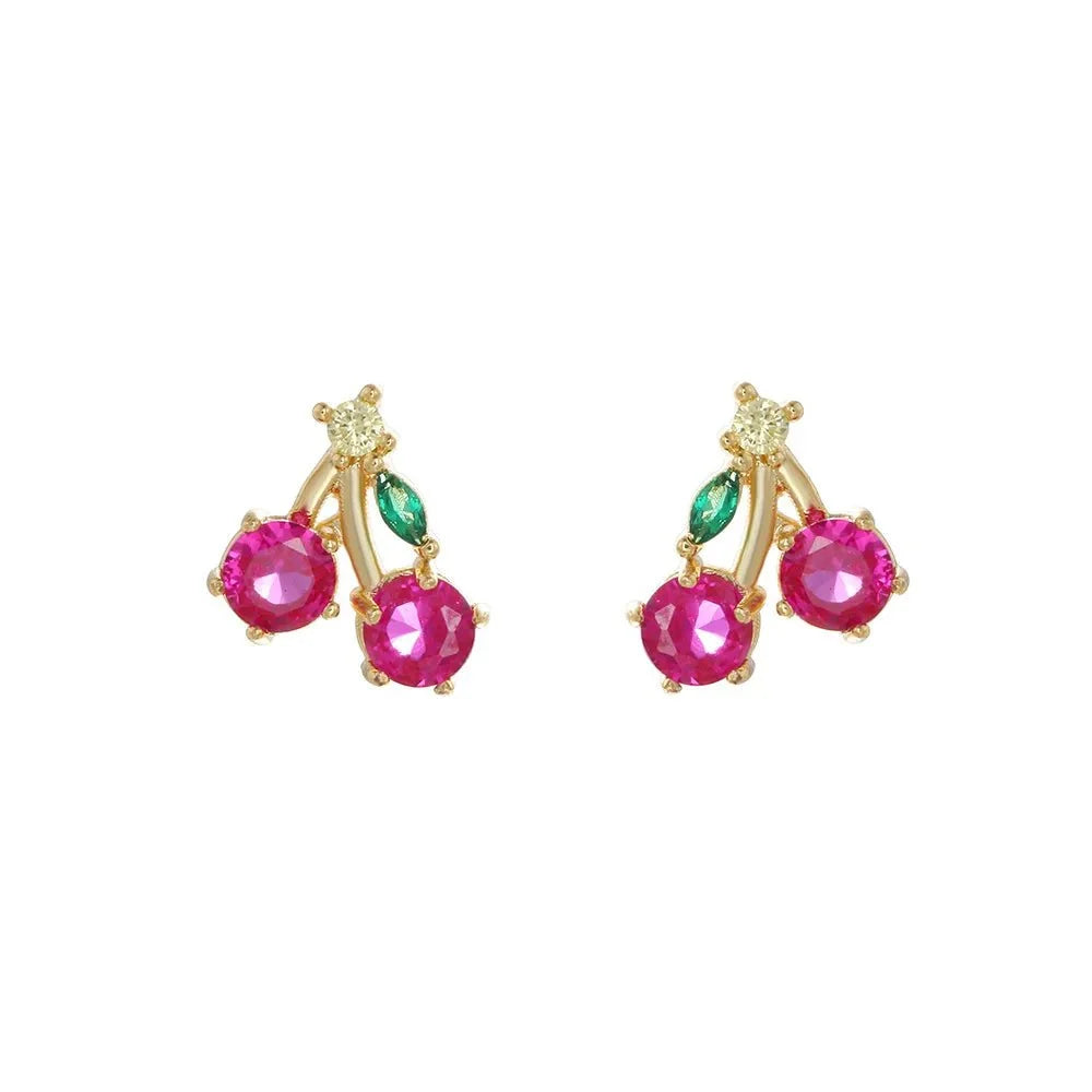 dainty fruit hoop stud earrings