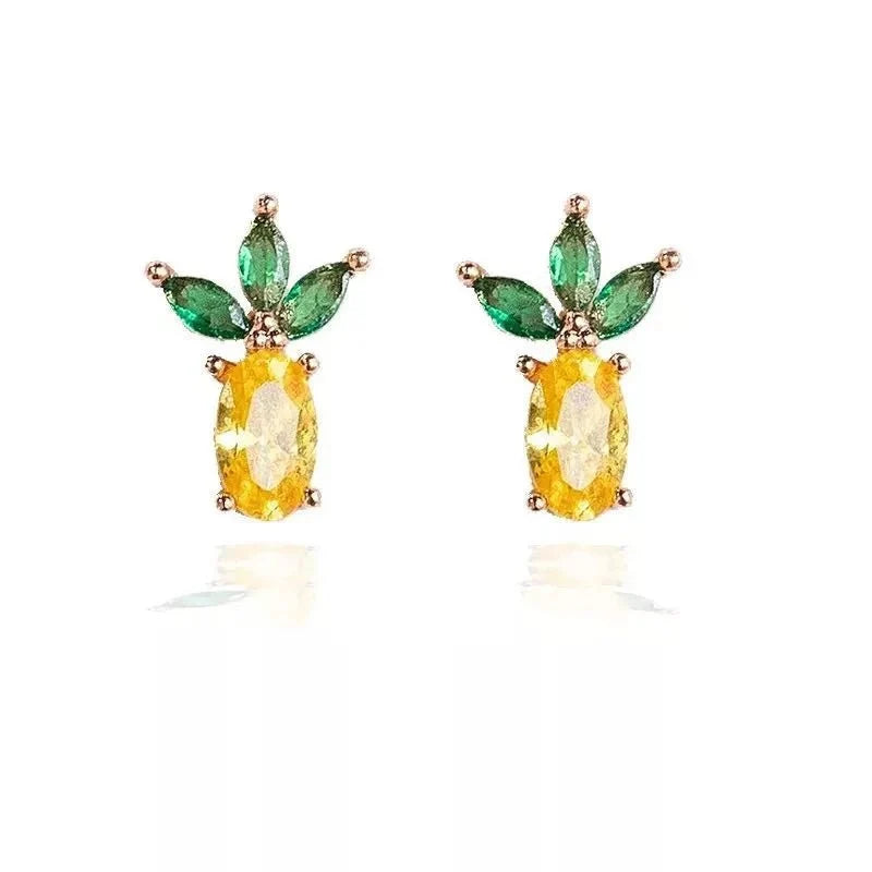 dainty fruit hoop stud earrings