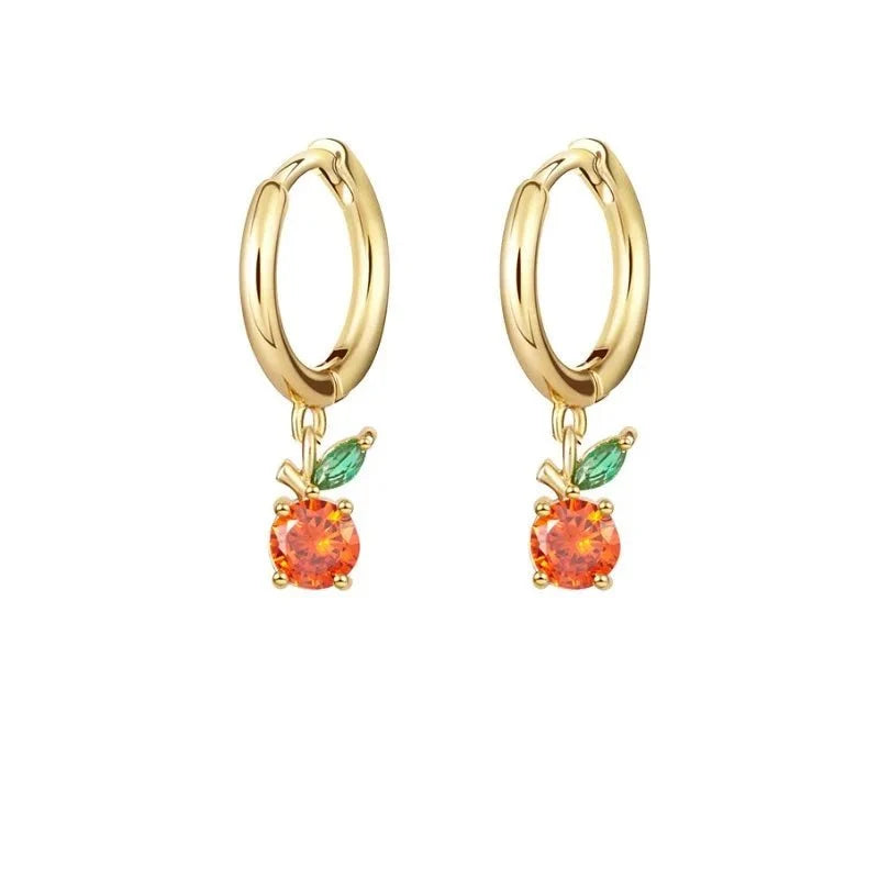 dainty fruit hoop stud earrings