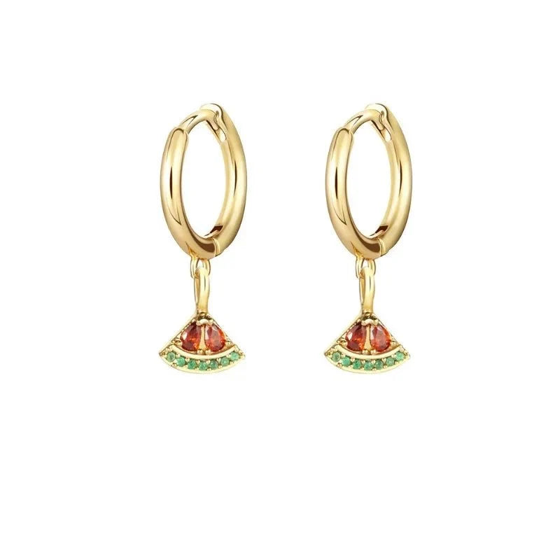 dainty fruit hoop stud earrings