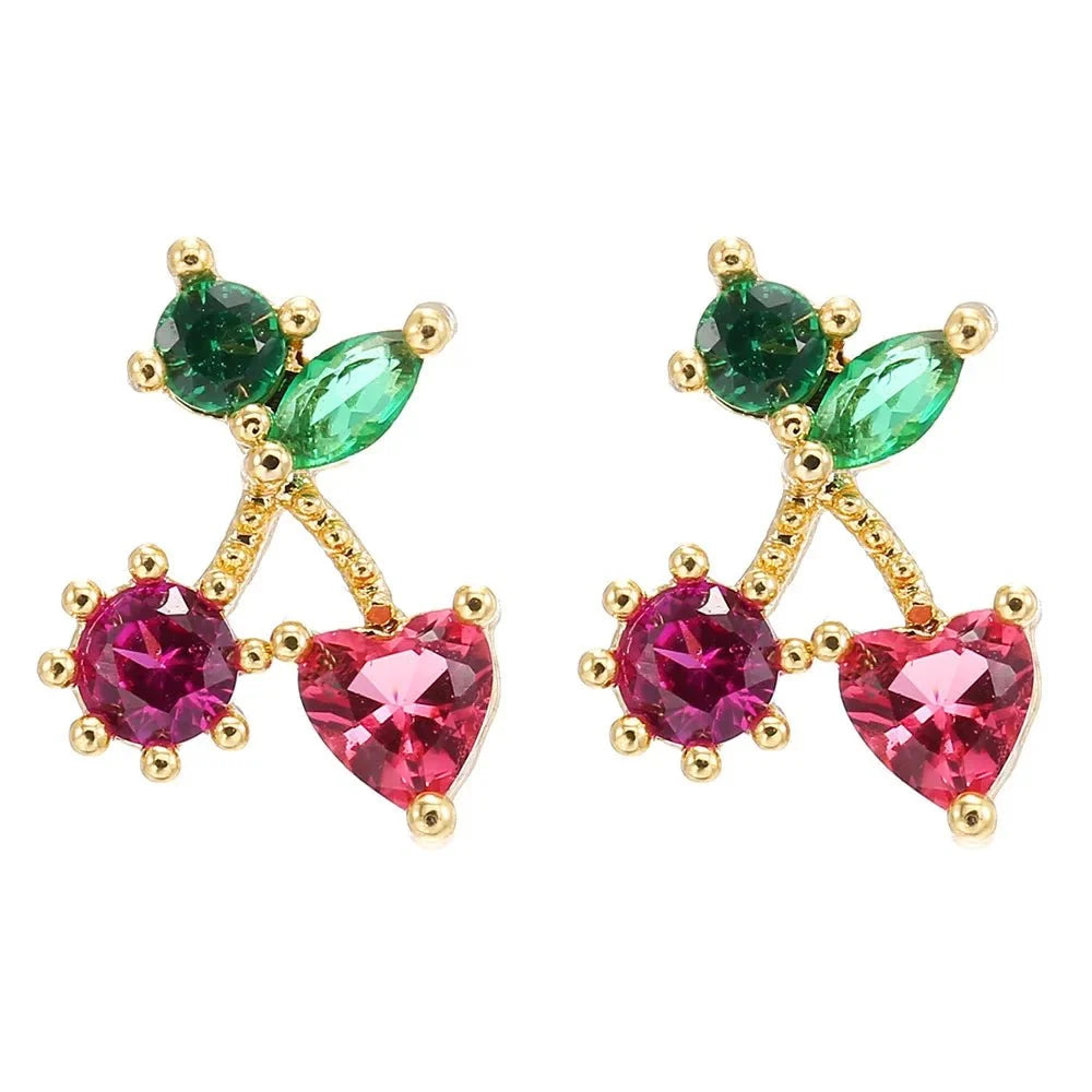 dainty fruit hoop stud earrings