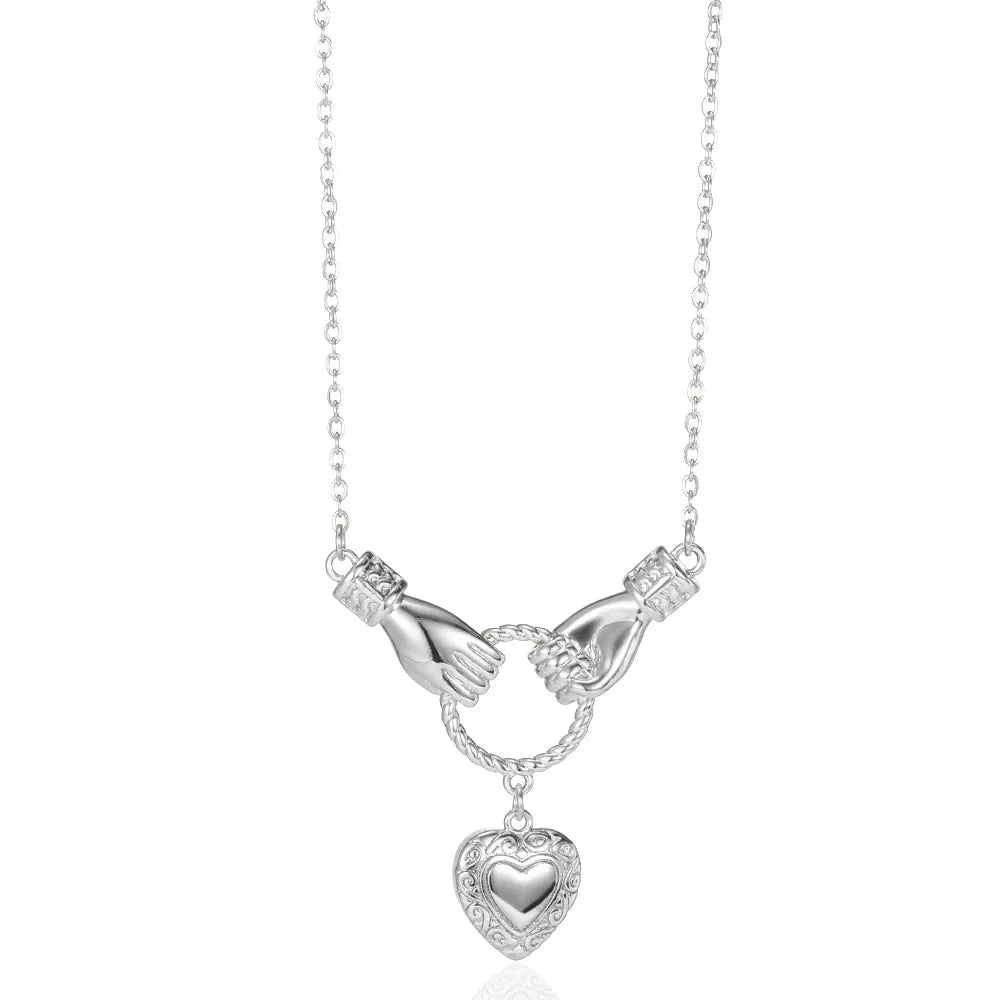 Dainty Holding Onto Love Necklace in silver