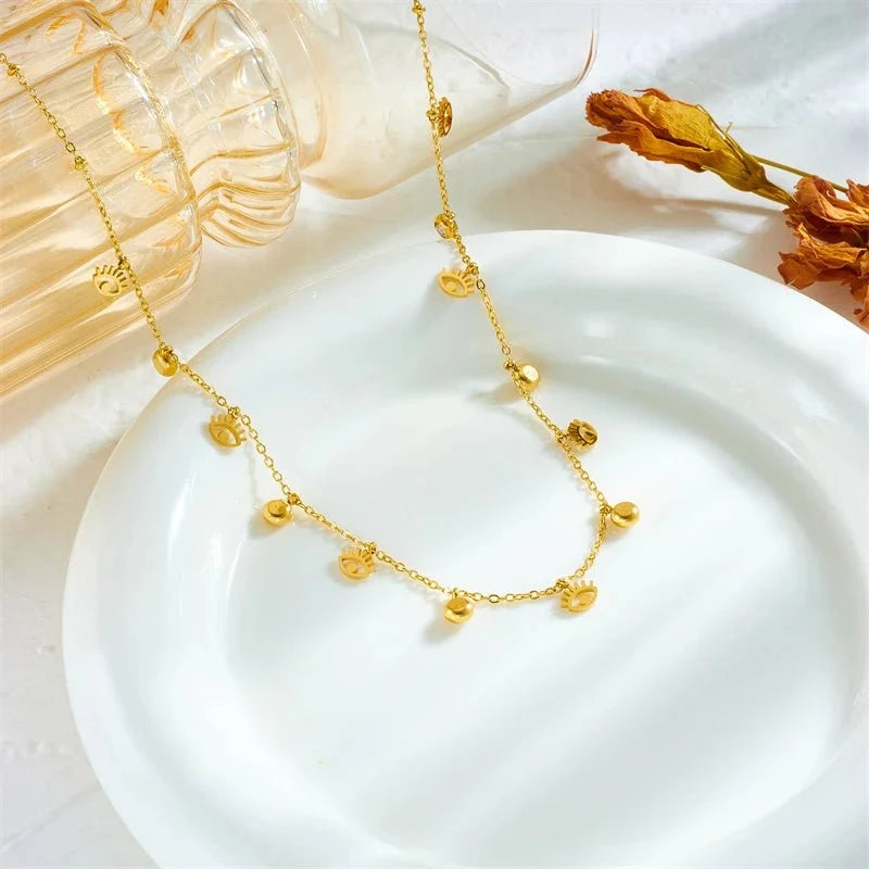 Dainty Minimal Evil Eye Diamond Necklace
