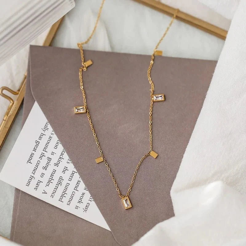 Dainty Rectangle Diamond Choker