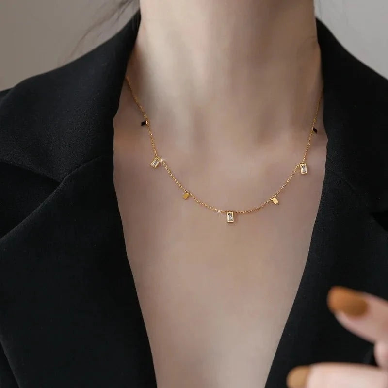 Dainty Rectangle Diamond Choker