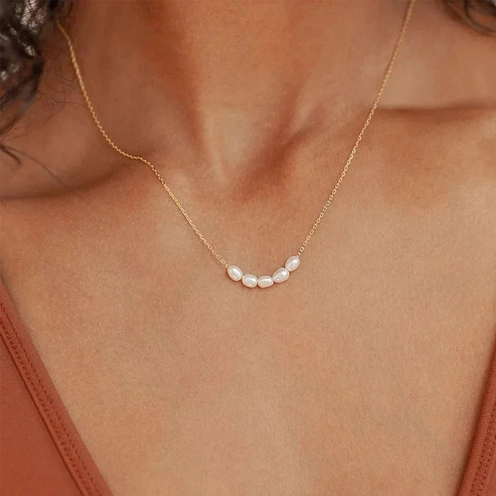 Dainty Strung Beaded Chain Necklace