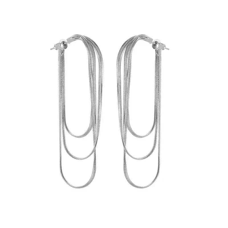 Dainty Tassel Dangle Chain Earrings