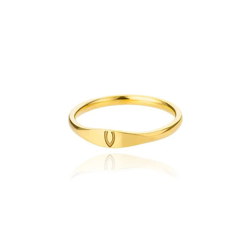 dainty thin letter initial ring