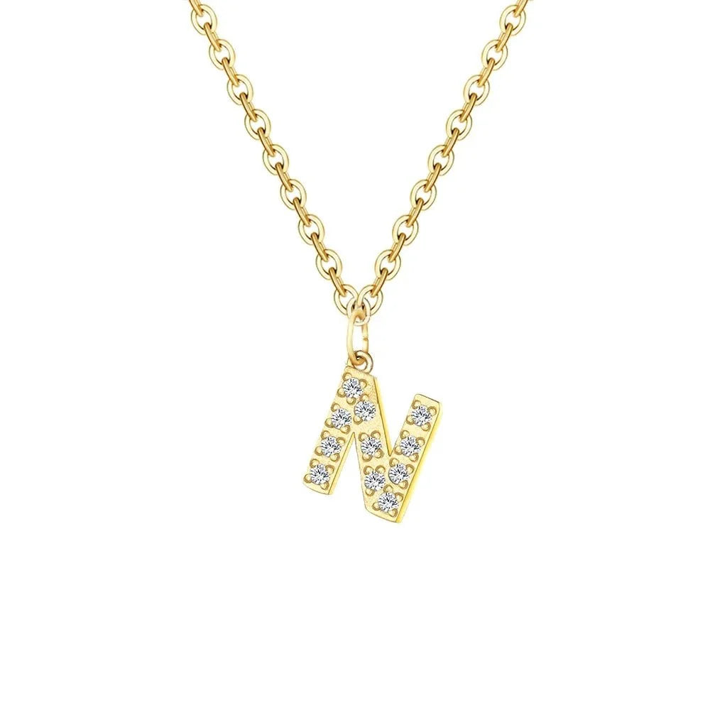 dainty zircon letter initial number symbol chain necklace