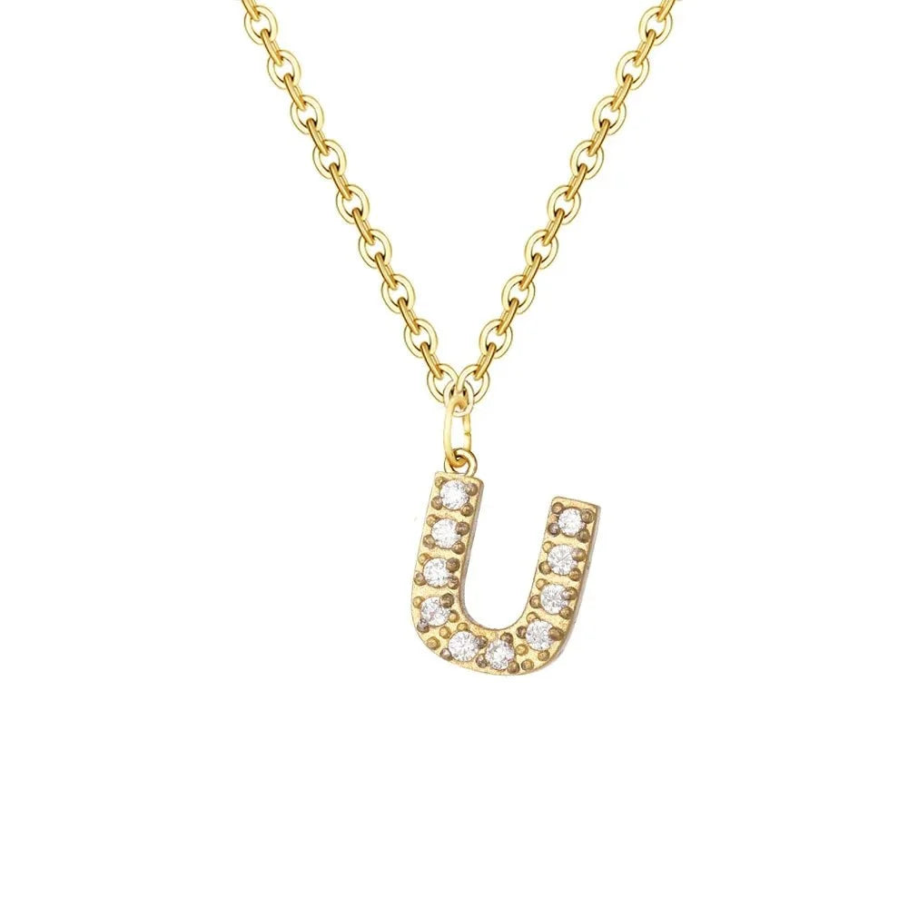 dainty zircon letter initial number symbol chain necklace