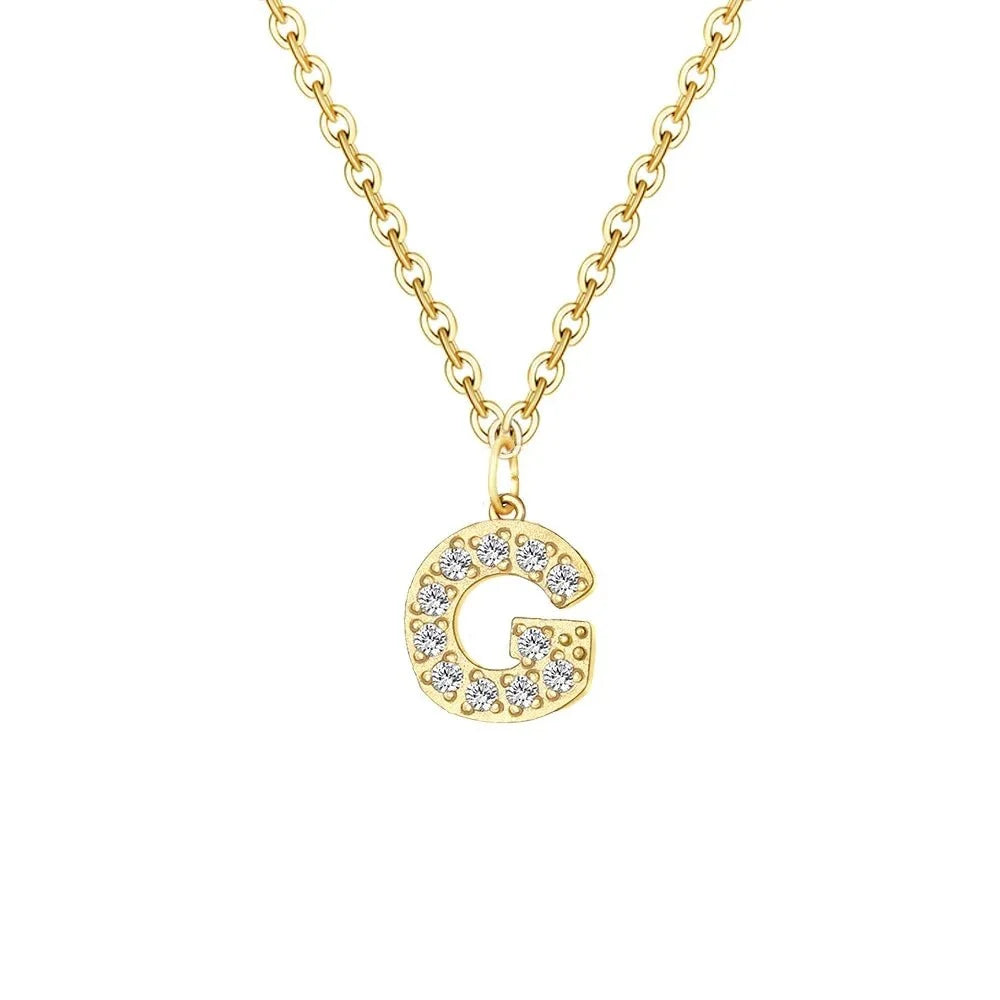 dainty zircon letter initial number symbol chain necklace