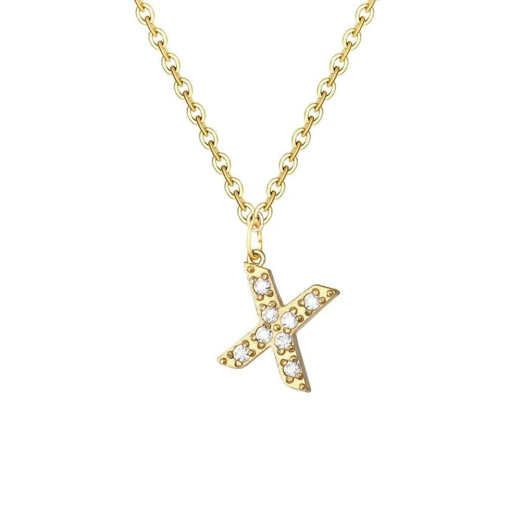 dainty zircon letter initial number symbol chain necklace