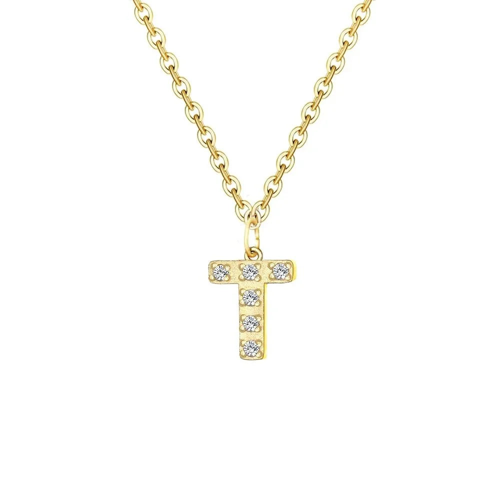 dainty zircon letter initial number symbol chain necklace