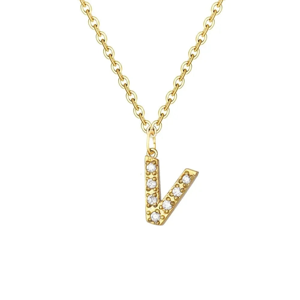 dainty zircon letter initial number symbol chain necklace
