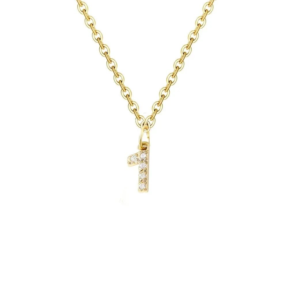 dainty zircon letter initial number symbol chain necklace
