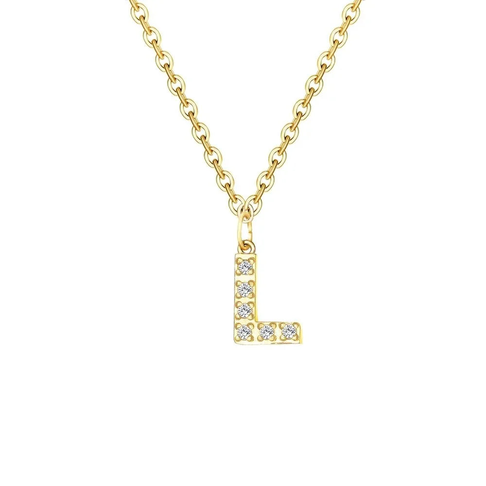 dainty zircon letter initial number symbol chain necklace