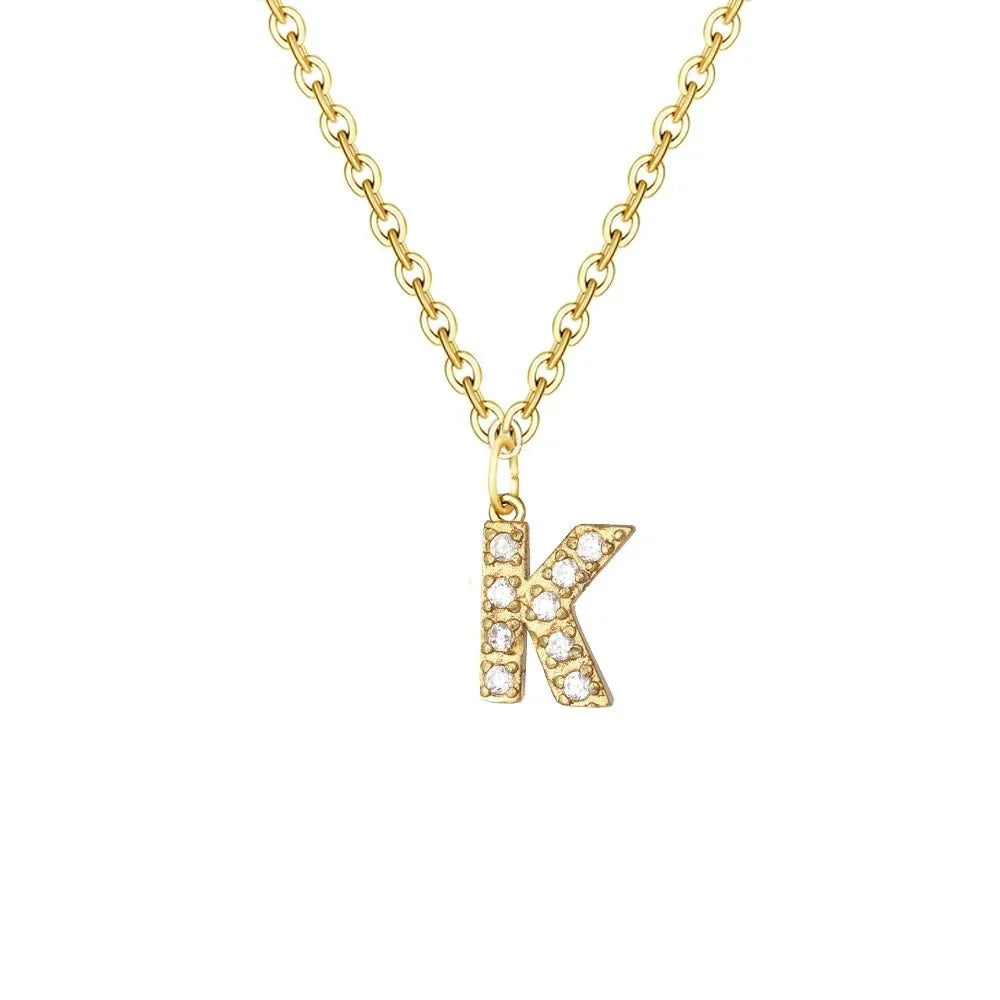 dainty zircon letter initial number symbol chain necklace