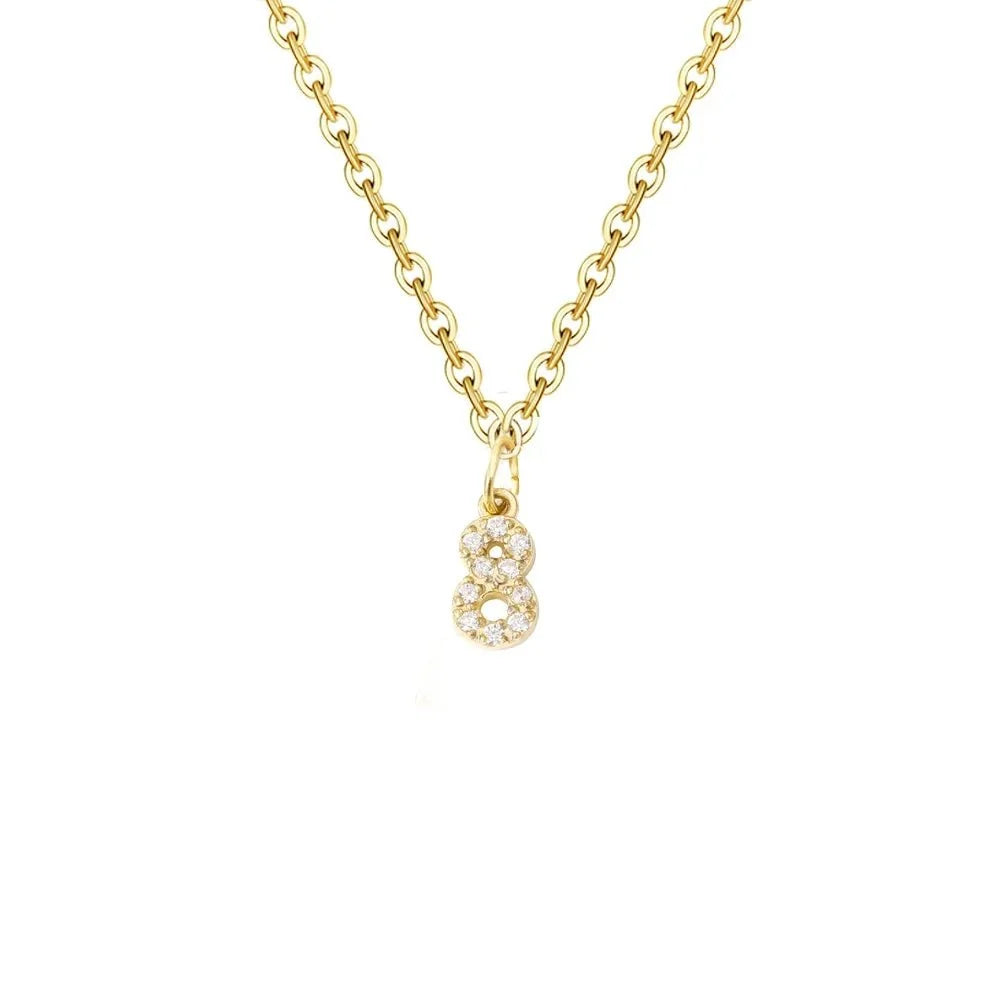 dainty zircon letter initial number symbol chain necklace