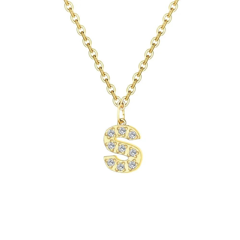 dainty zircon letter initial number symbol chain necklace
