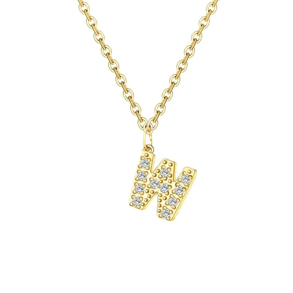 dainty zircon letter initial number symbol chain necklace