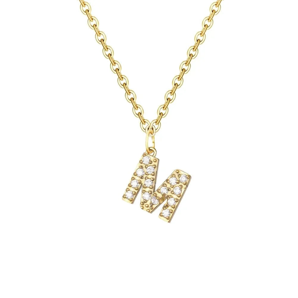 dainty zircon letter initial number symbol chain necklace