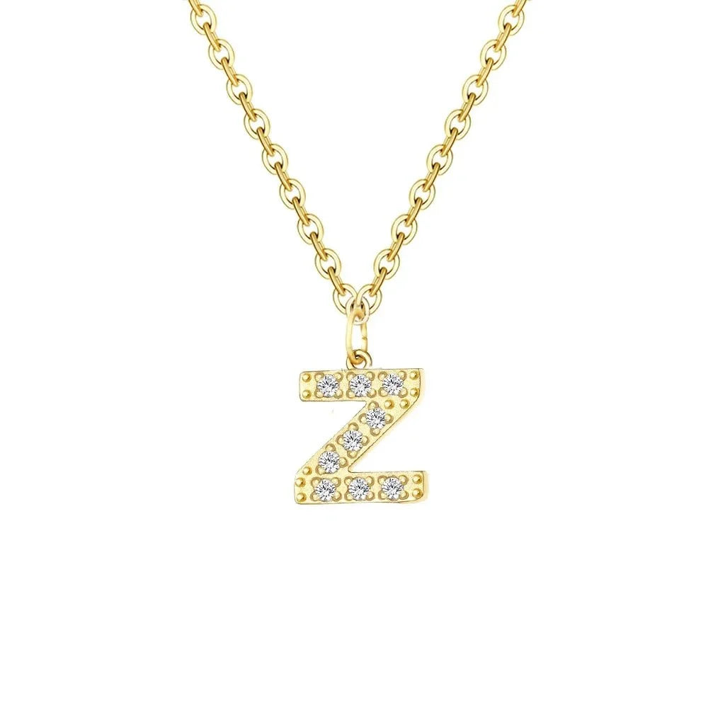 dainty zircon letter initial number symbol chain necklace