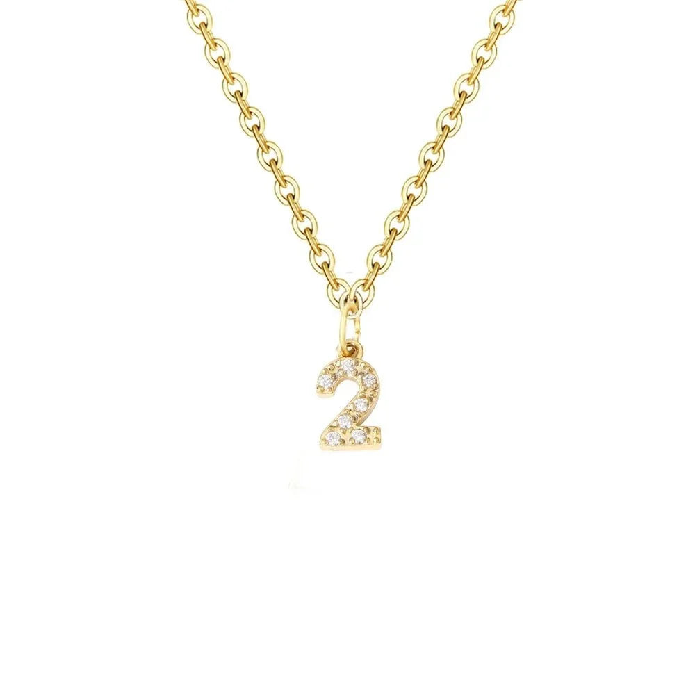 dainty zircon letter initial number symbol chain necklace