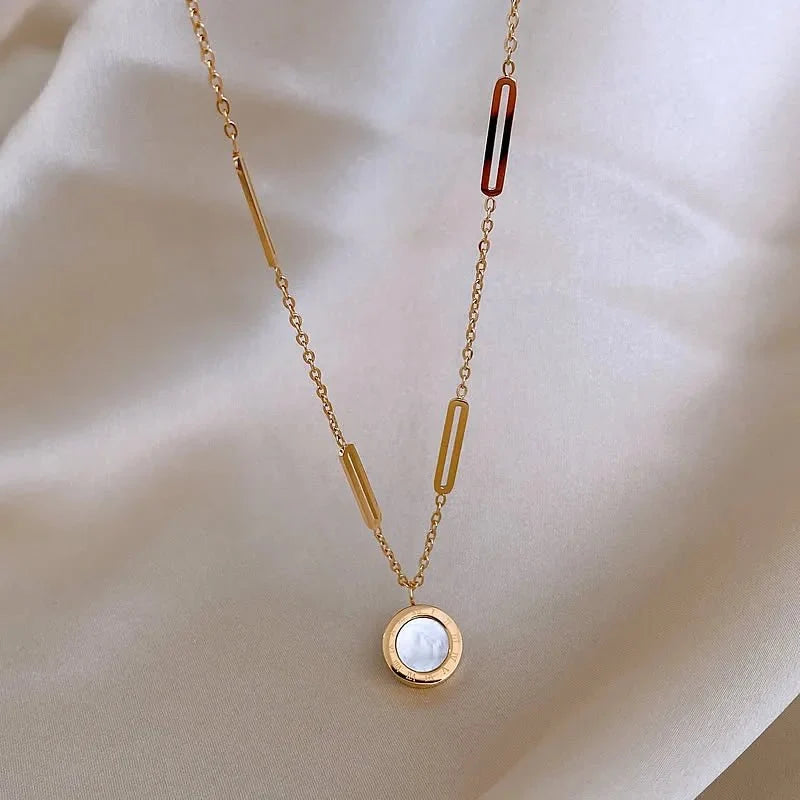 Double Sided Roman Numeral Pendant Necklace