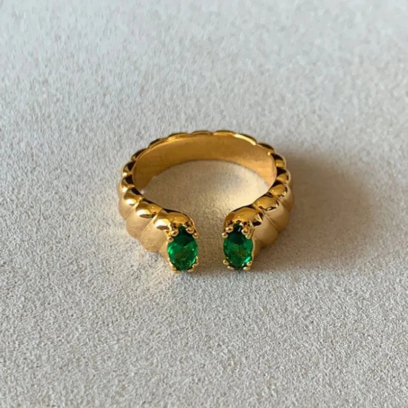 Dual Diamond Wrapped Rings in green