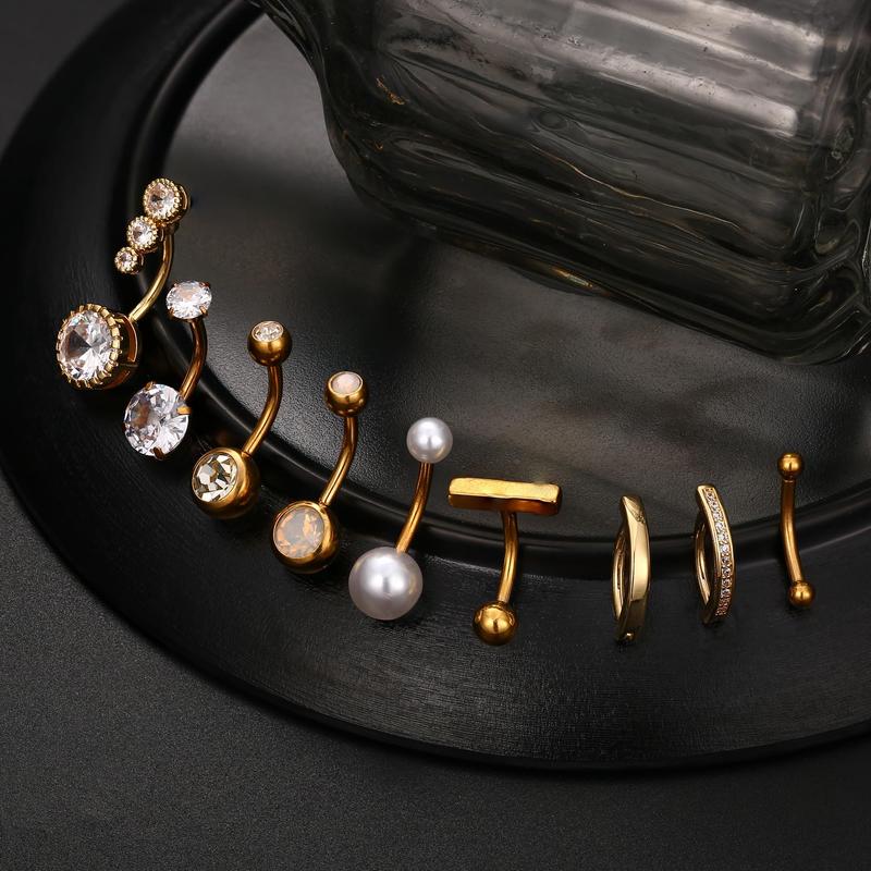 9pc Belly Button Rings Set