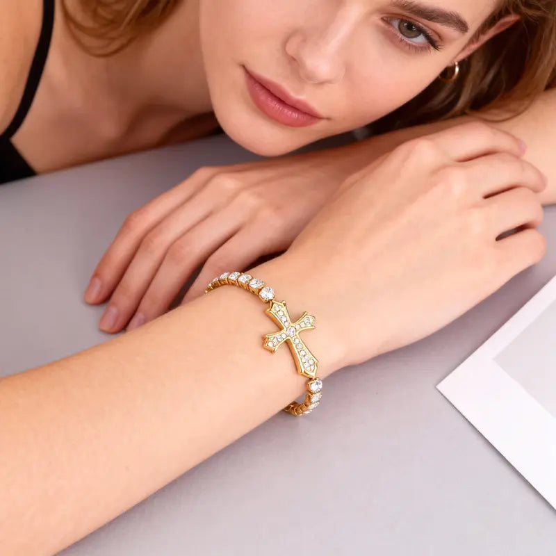 Statement Cross Tennis Bracelet