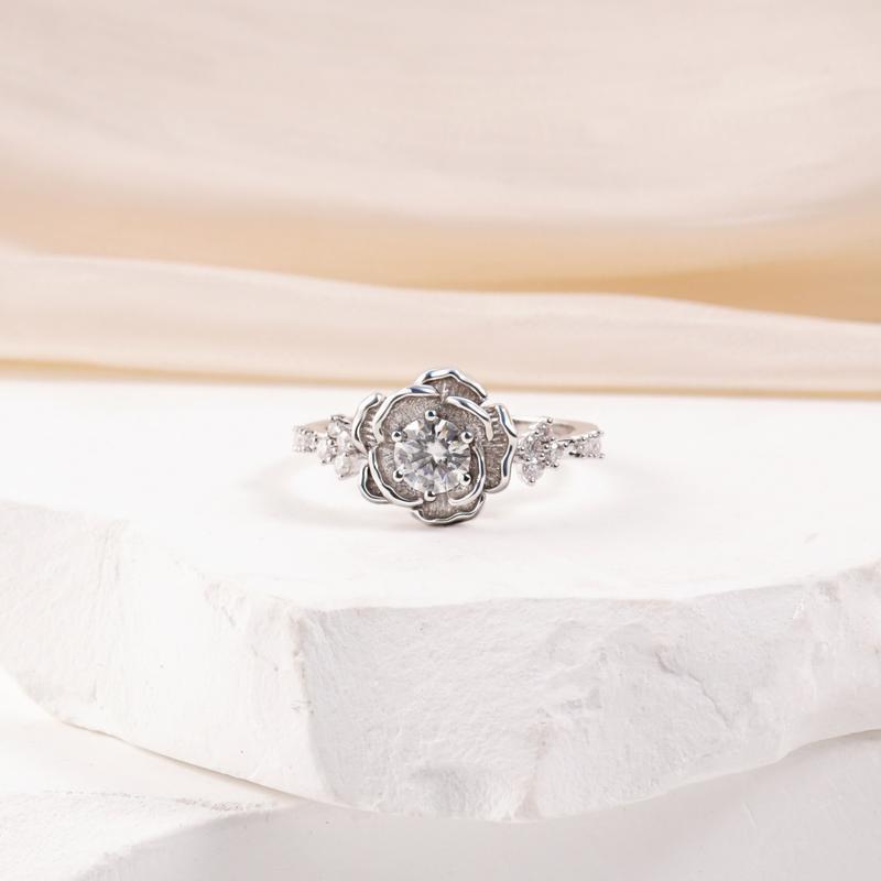 S925 Moissanite Center Set Rose Ring