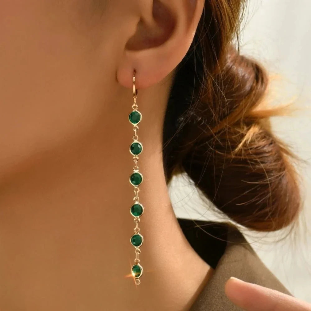Gem Drop Hoop Earrings in green
