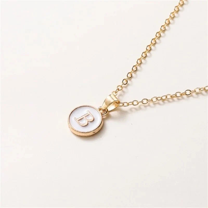 Gold Accented Circle Letter Initial Necklace