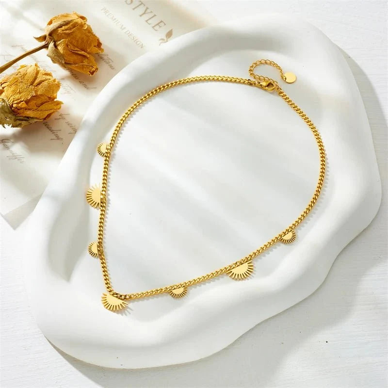 Half Sun Charm Necklace and Bracelet Set