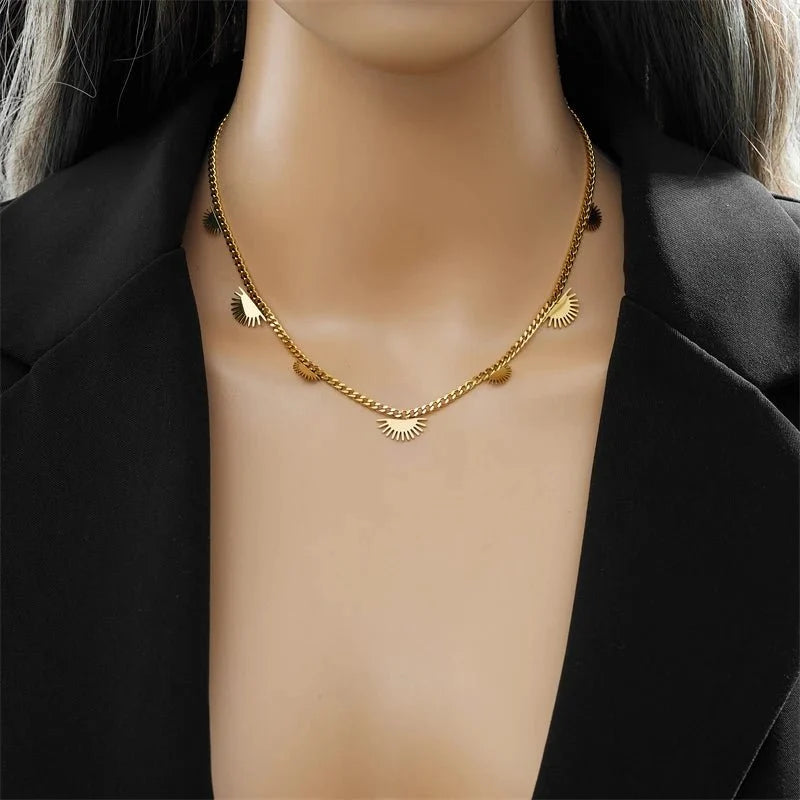 Half Sun Charm Necklace and Bracelet Set
