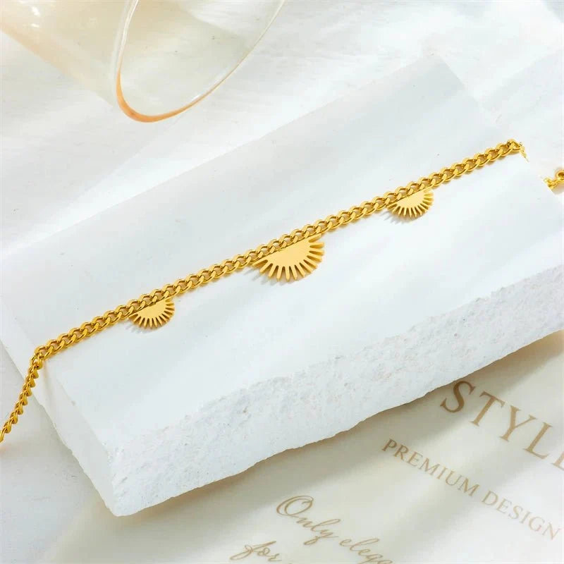 Half Sun Charm Necklace and Bracelet Set