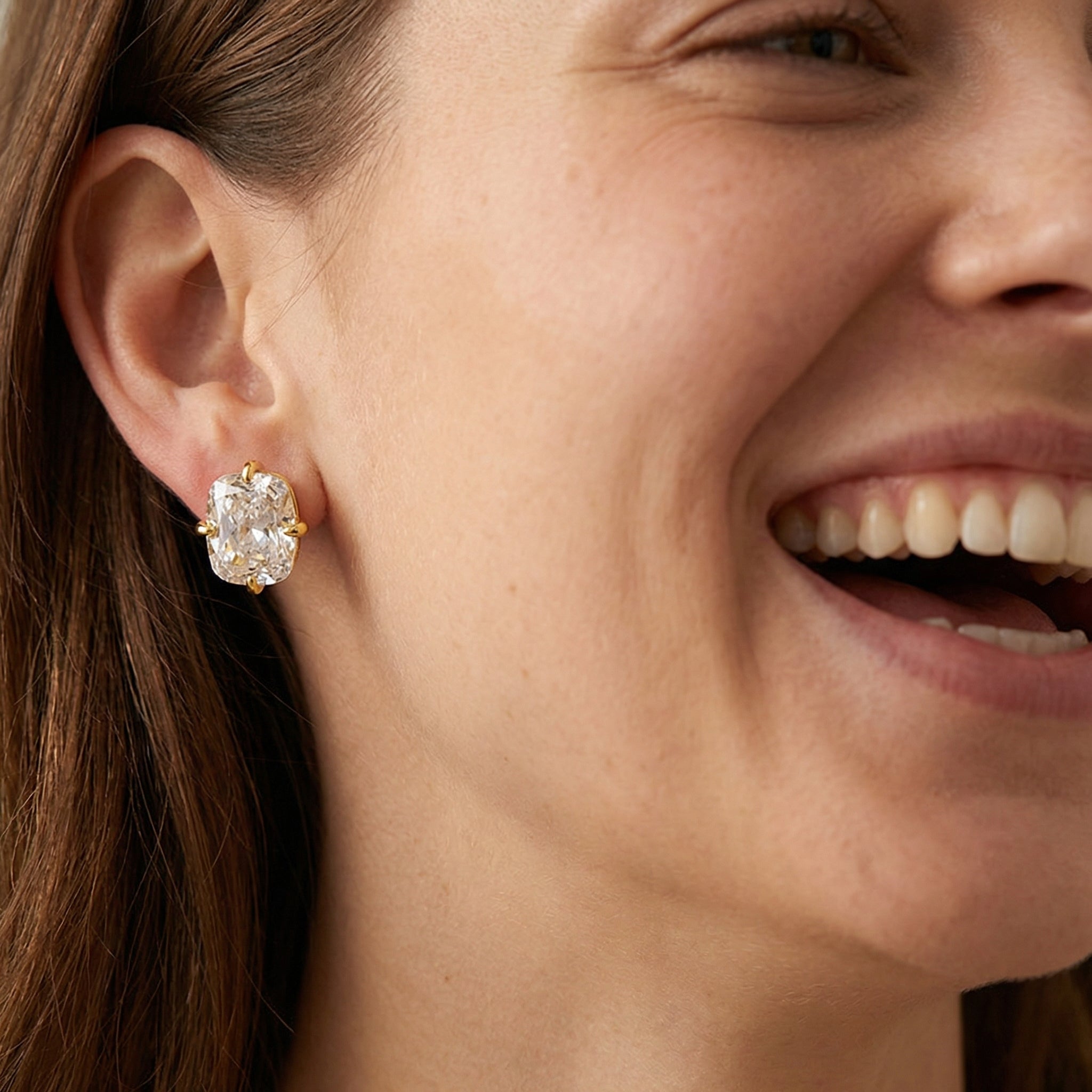 Chunky Rectangle Diamond Stud Earrings