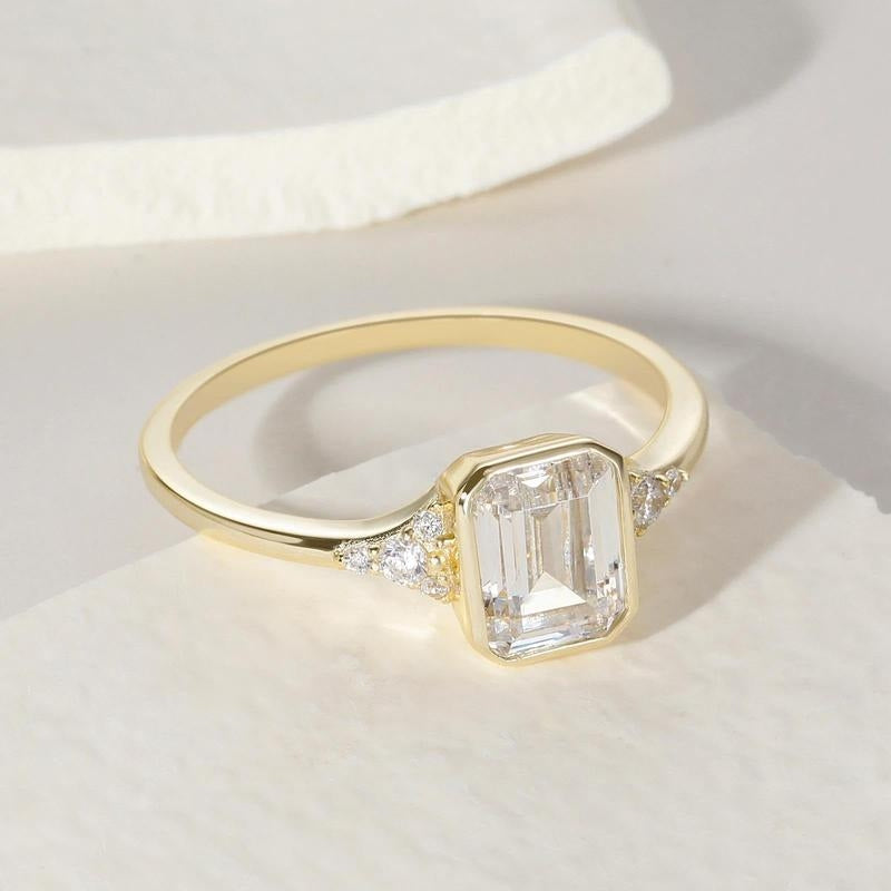 Emerald Cut Center Stone Ring