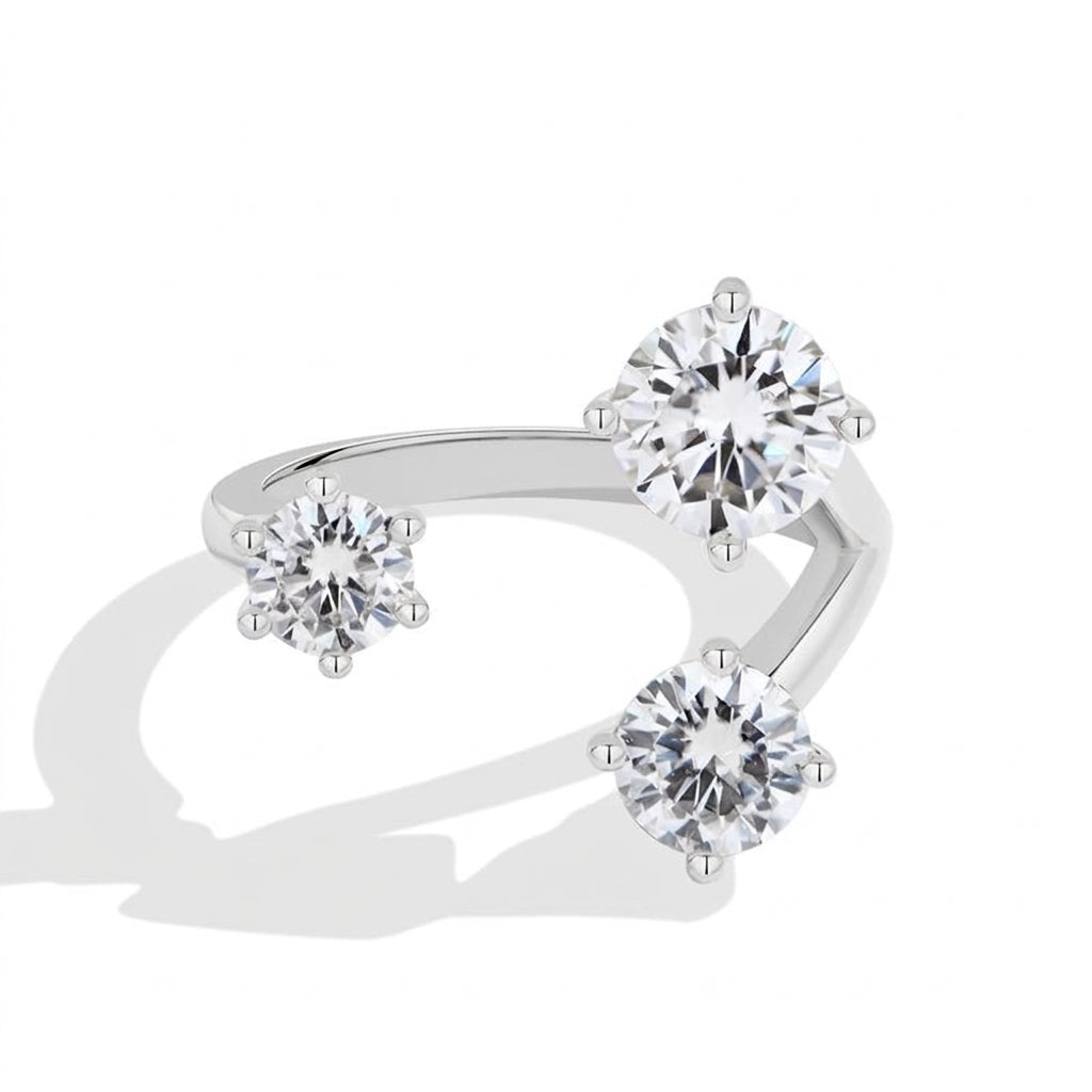 Elegant Toi et Moi Ring in silver