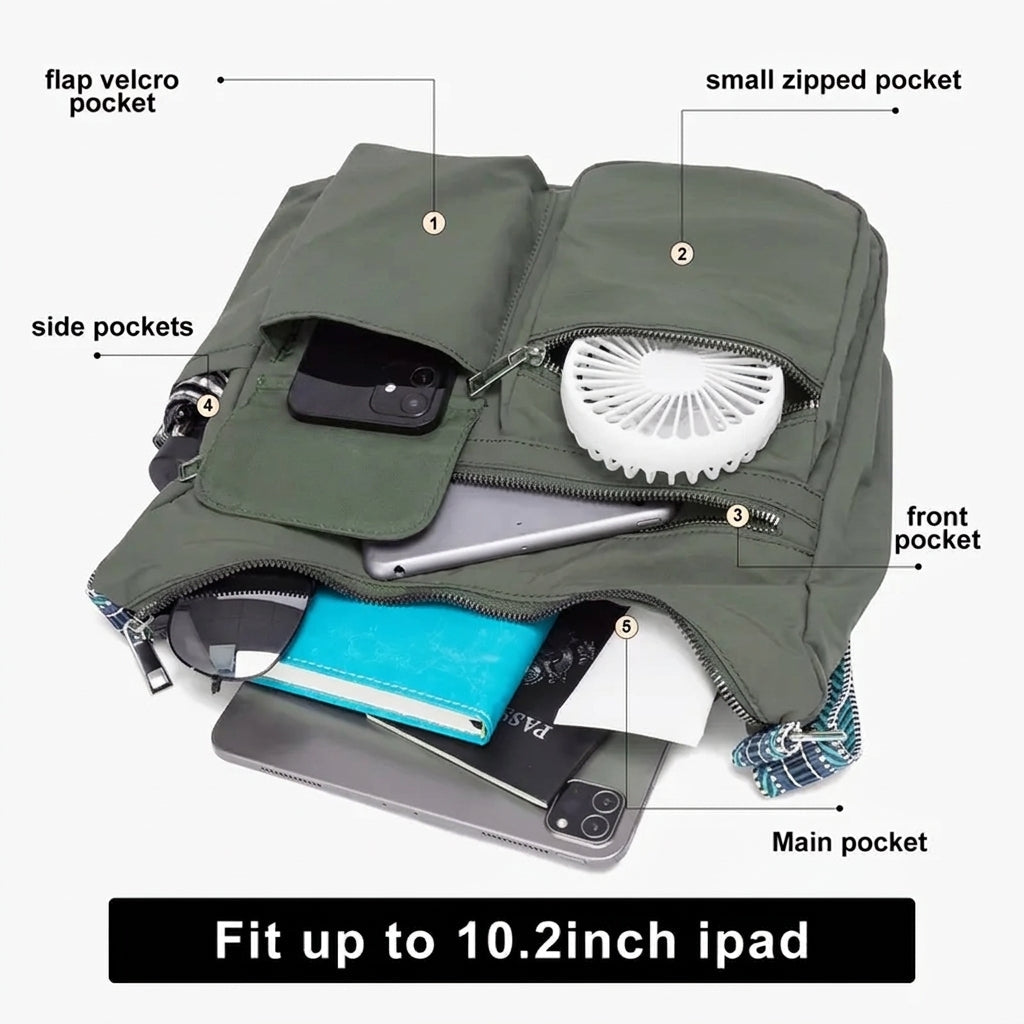 Multi Pocket Water Resistant Crossbody Bag