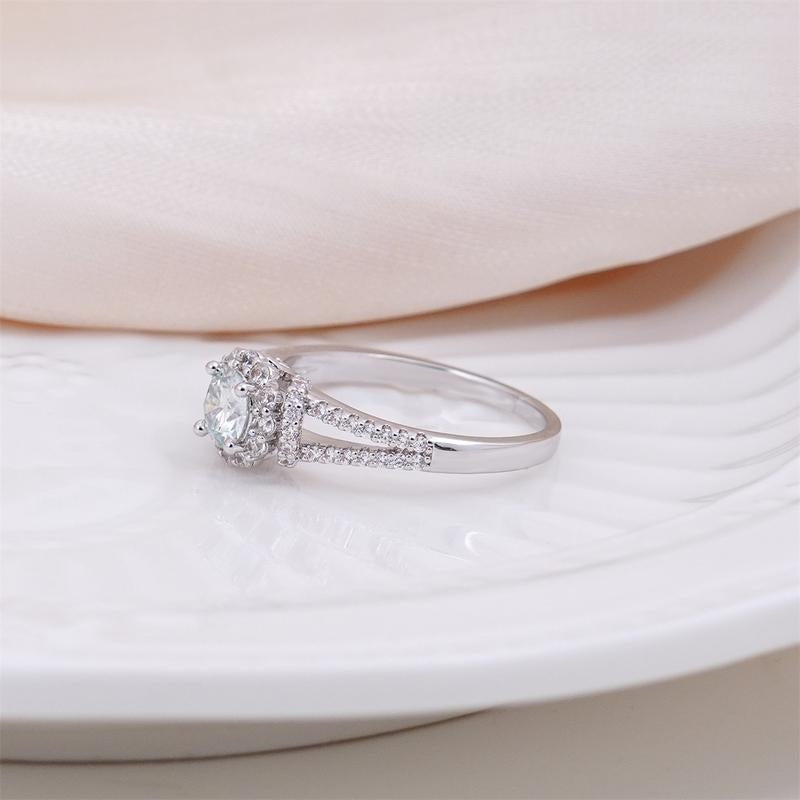 Split Shank Halo Diamond Accented Ring
