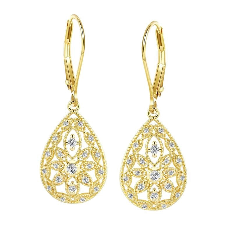Floral Teardrop Earrings in gold