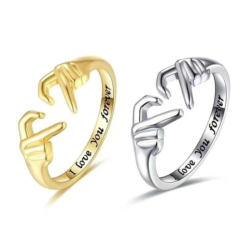 Adjustable Heart Hands Ring