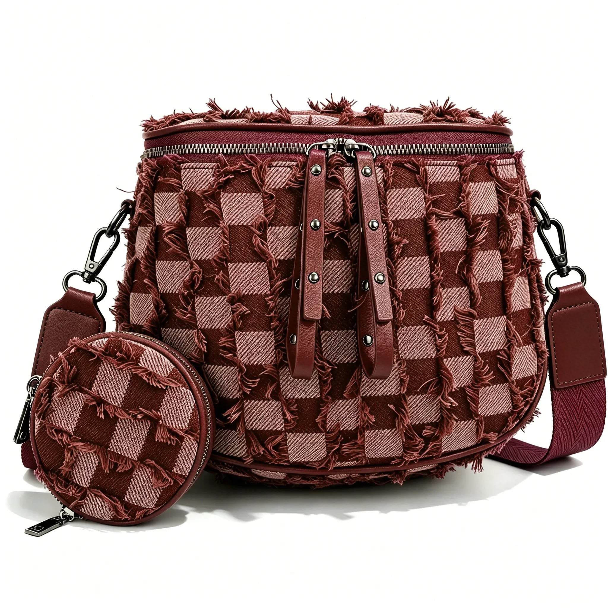 half moon cross body bag with detachable pouch