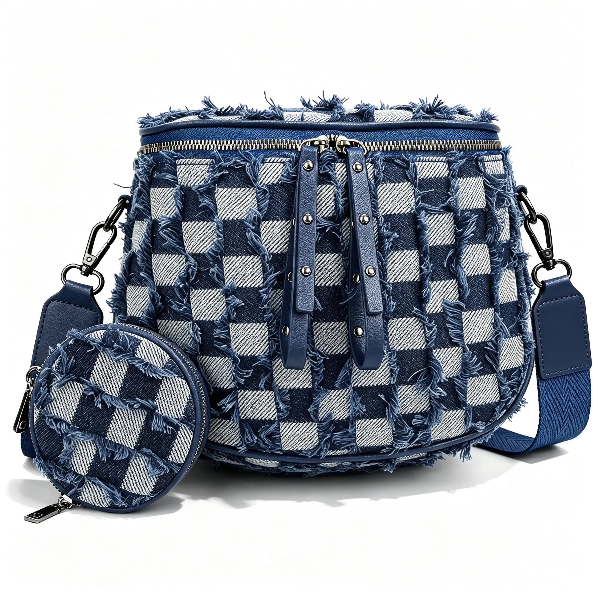half moon cross body bag with detachable pouch