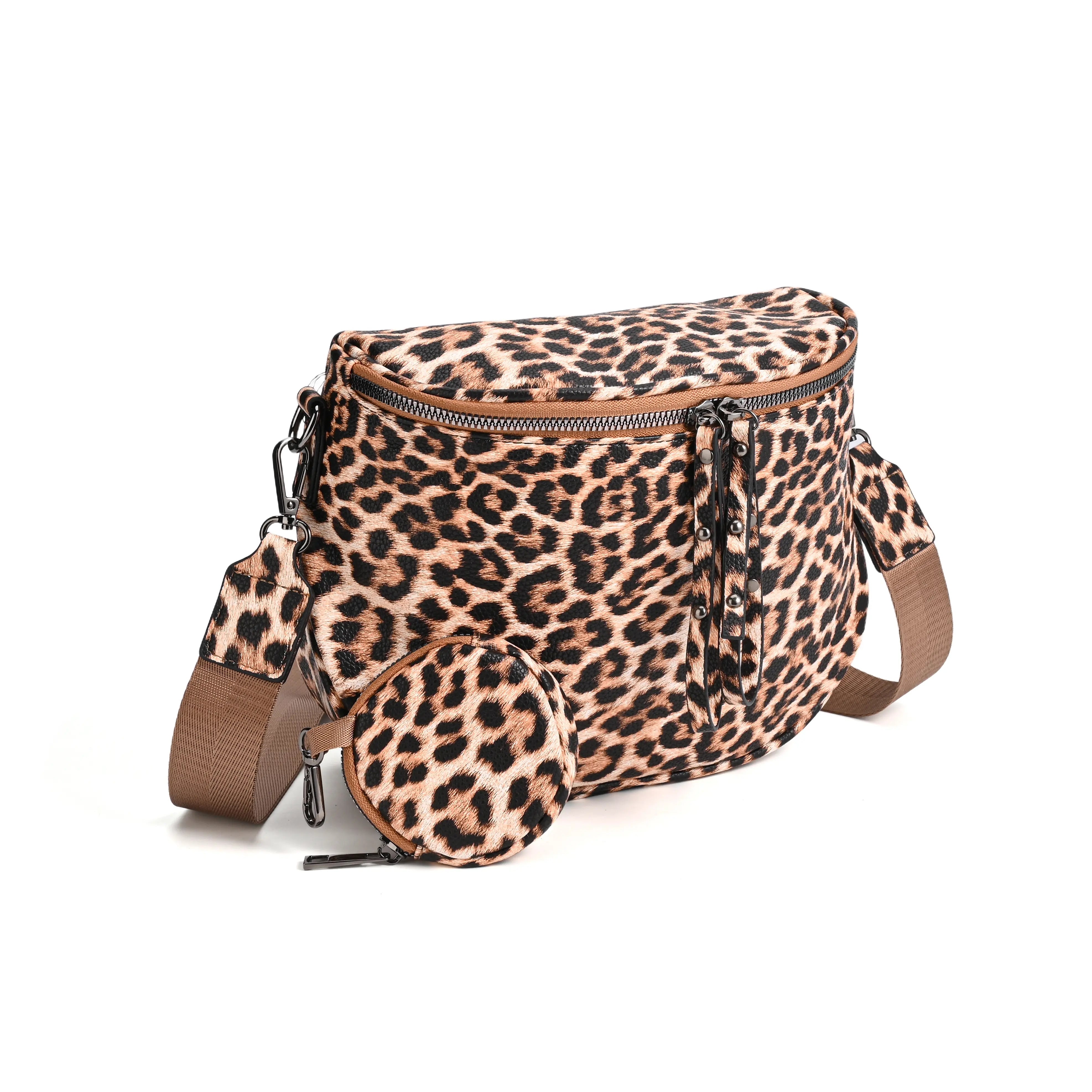 half moon cross body bag with detachable pouch