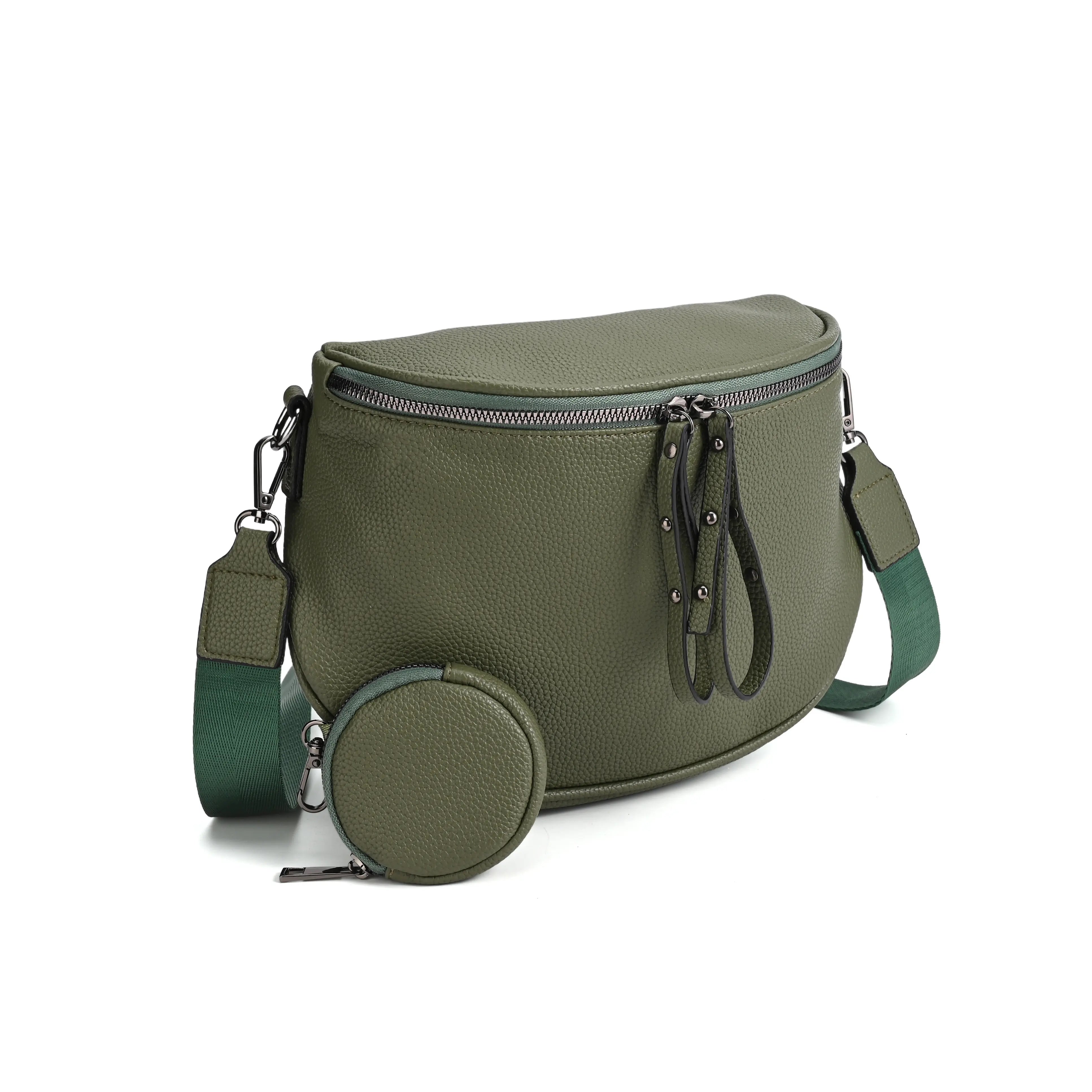 half moon cross body bag with detachable pouch