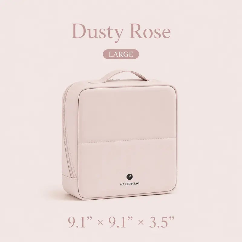 Minimalist Vanity Travel Makeup Bag in dusty rose