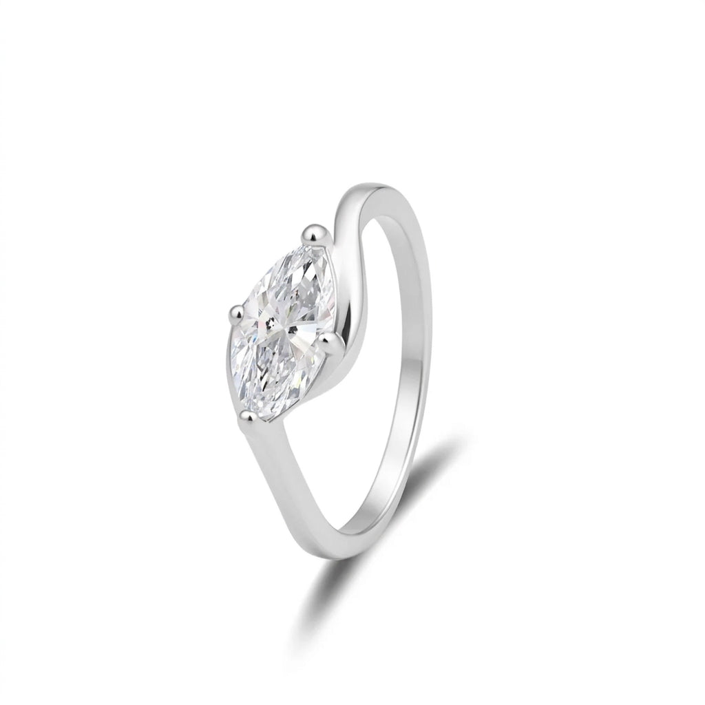 Marquise Cut Crossover Ring in silver